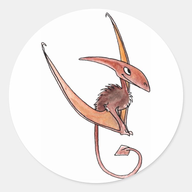 Pteranodon Stickers Runt Klistermärke (Framsida)