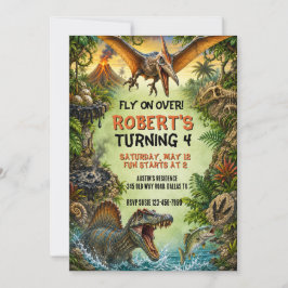 Pterdactyl Dinosaur Födelsedagsfest Inbjudningar