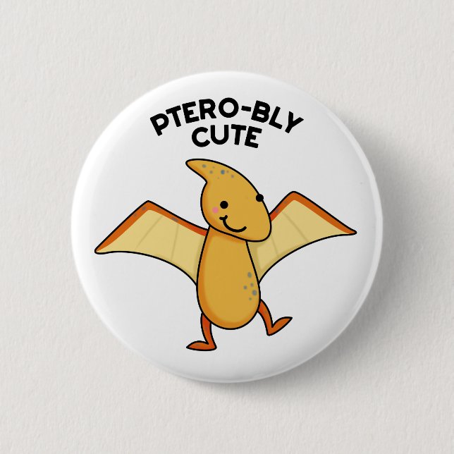 Pterobly Cute Funny Dinosaur Pterodactyl Pun Knapp (Framsida)