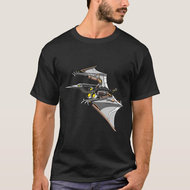 Pterodactyl Fågel Robot Maskin Dinosaurie Monster T Shirt (Framsida)