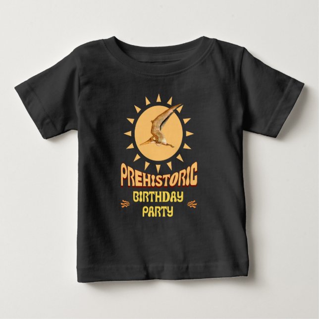 Pterodactyl-födelsedagsfest Retro sol Dino Konst T Shirt (Framsida)