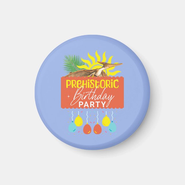 Pterodactyl Forhistorisk Födelsedagsfest Magnet (Framsidan)
