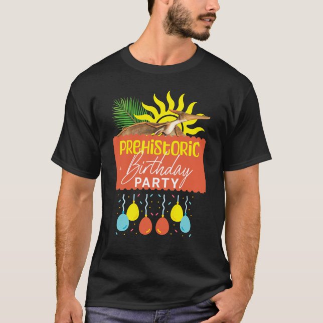Pterodactyl Forhistorisk Födelsedagsfest T Shirt (Framsida)