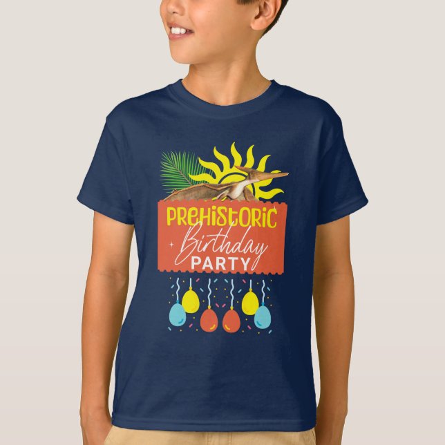 Pterodactyl Forhistorisk Födelsedagsfest T Shirt (Framsida)