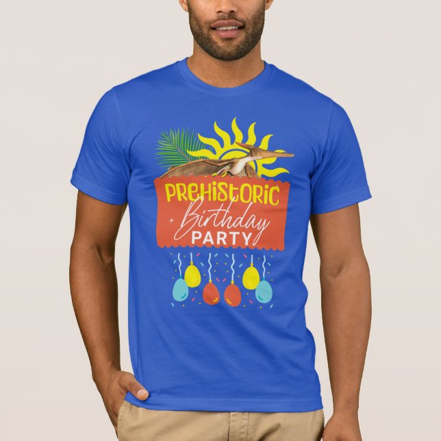 Pterodactyl Forhistorisk Födelsedagsfest T Shirt (Framsida)