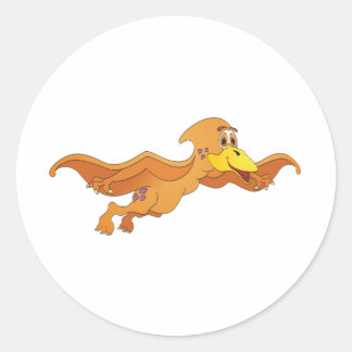Pterodactyl-Orange, Tecknad Runt Klistermärke
