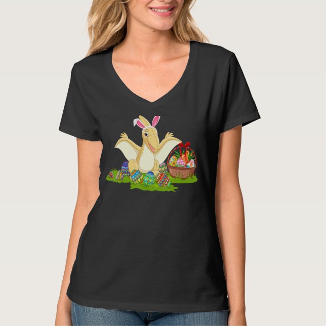 Pterodactyl Påskägg Hunt Bunny Pterodactyl Öster T Shirt (Framsida)