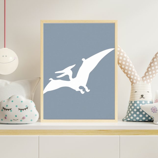 Pterodactyl Silhouette Nursery Wall Art Blue Dino Poster (Skapare uppladdad)