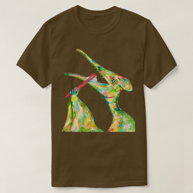 Pterodactylborsttänder, dinosaurilmålning vatten t shirt (Design framsida)