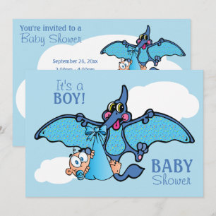 Pterodactyldinosauren är det en pojkebaby shower inbjudningar