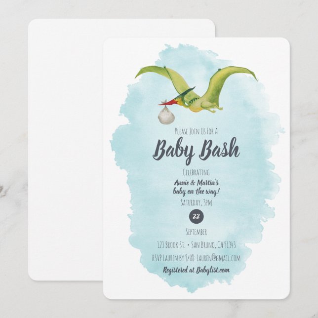 Pterodactylleverans Inbjudningar (Fram/baksida)