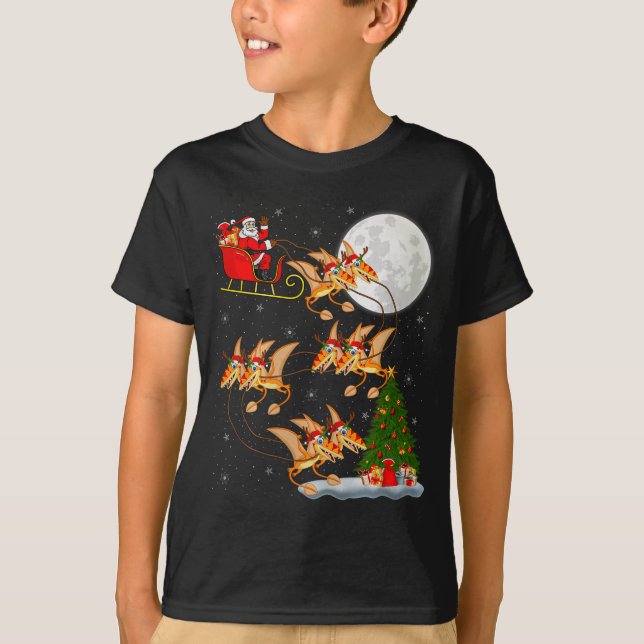 Pterodactyls Dinosaur Bird Santa Sleigh Flying Chr T Shirt (Framsida)