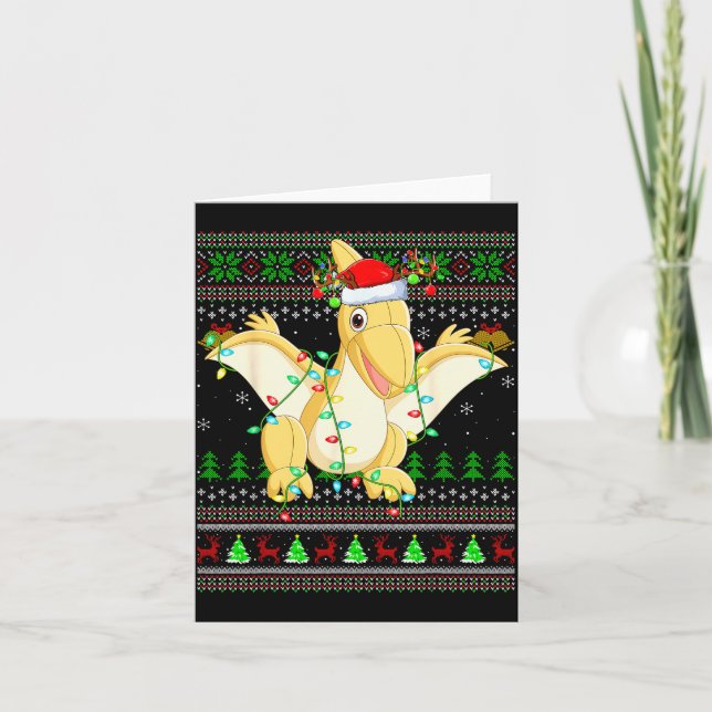 Pterodactyls Dinosaur Bird Ugly Christmas Sweaters Kort (Framsida)