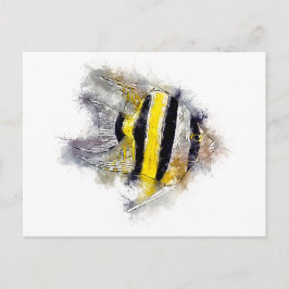 Pterophyllum AngelFish Watercolor Aquarium-gåva Vykort