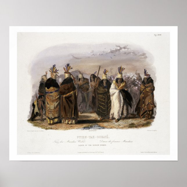 Ptihn-Tak-Ochata, dans of the Mandan Women, plate Poster (Framsidan)