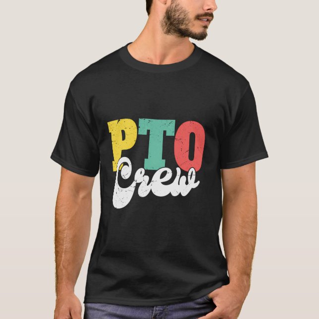 Pto Crew Squad Parent Lacher Organisation tillbaka T Shirt (Framsida)