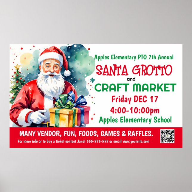 PTO PTA Church Banner på Santa Grotto & Craft Mark Poster (Framsidan)