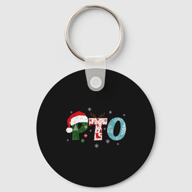 Pto Santa Hat Reindeer Parent Teacher Organization Nyckelring (Framsida)