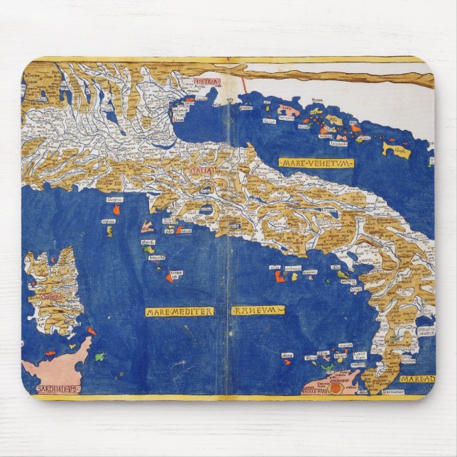 Ptolemaic karta av italien, 1482 (den färgade musmatta (Framsidan)
