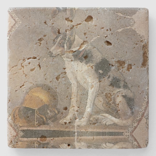 Ptolemaic mosaic of a dog and askos Hellenistic Stenunderlägg (Framsidan)
