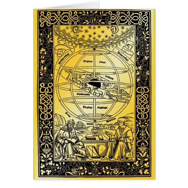 Ptolemys system av Johanes de Monte Regio 1543 Hälsningskort (Framsidan)