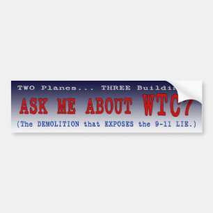 PTP:s dekal "Fråga mig om WTC7" - Stil A