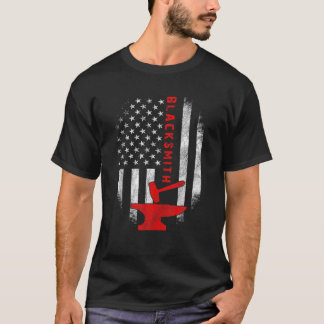 Ptriotic Blacksmith - Distress USA flagga Blacksmi T Shirt