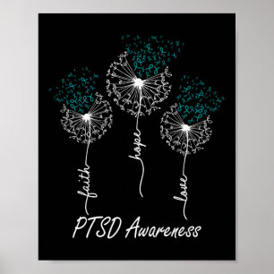 Ptsd Awareness Faith Hope Kärlek Dandelion Poster