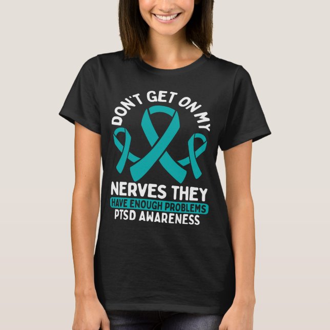 PTSD Awareness PTSD Warrior PTSD Survivor Fighter T Shirt (Framsida)