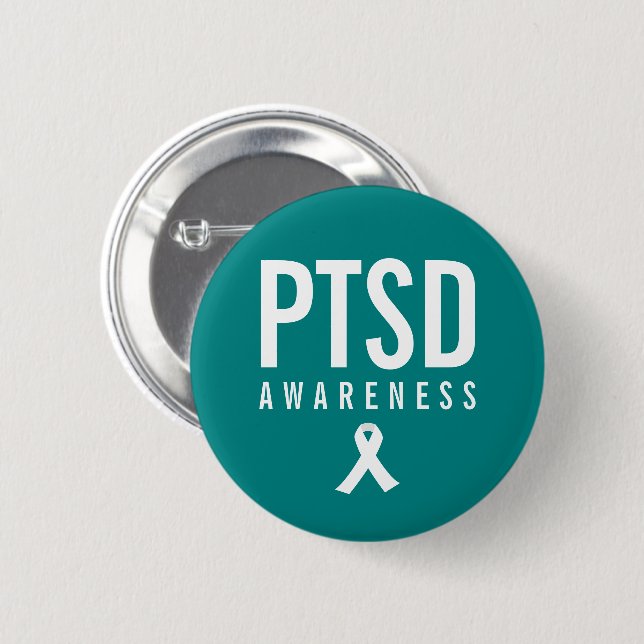 PTSD Awareness Teal Färg Knapp (Framsida & baksida)