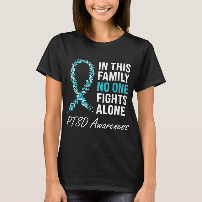 PTSD Awareness Teal Ribbon T Shirt (Framsida)