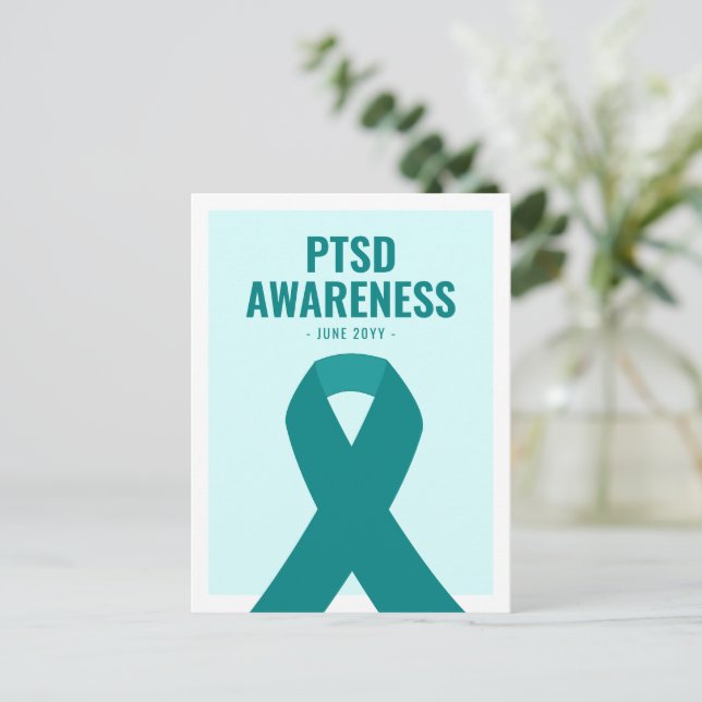 PTSD Awareness Teal Ribbon Vykort (Stående Fram)