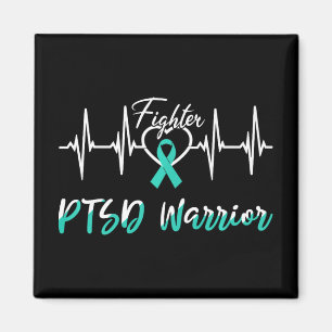 Ptsd Awareness Warrior Heartslag Fight Ribbon Magnet
