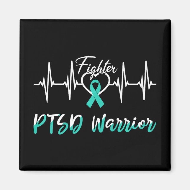 Ptsd Awareness Warrior Heartslag Fight Ribbon Magnet (Framsidan)