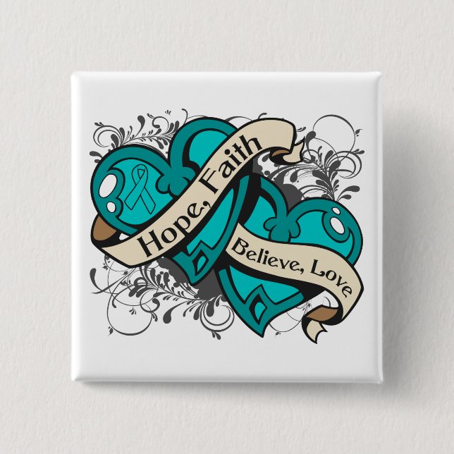 PTSD Hope Faith Dual Hearts Knapp (Framsida)