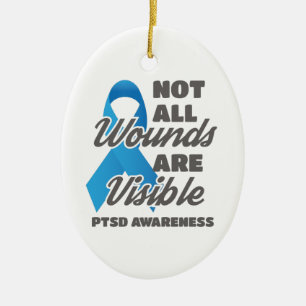 PTSD-medvetenhet Alla sår är inte synliga Julgransprydnad Keramik