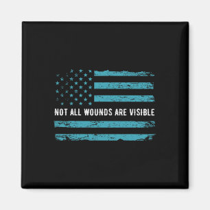 Ptsd-medvetenhet hos oss Flagga i Teal Färg T Warr Magnet