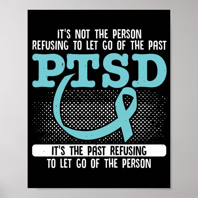 PTSD-medvetenhet om PTSD-Teal Ribbon Poster (Framsidan)