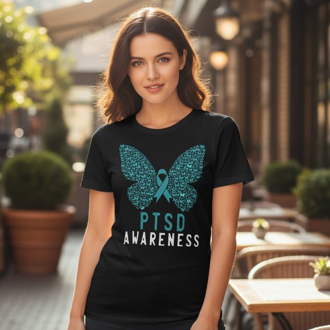 PTSD-medvetenhet Teal Band Slända T Shirt (Skapare uppladdad)