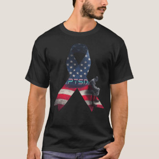 PTSD-medvetenhet Tee USA flagga-stöd - militär