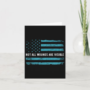 Ptsd-medvetenhet Usa-flagga i teal färg T Warrior Kort
