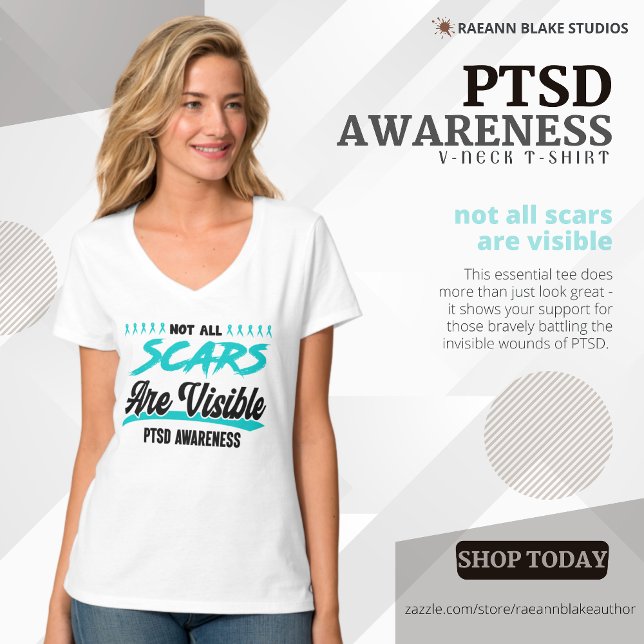 PTSD-medvetenhet V-ringad t-shirt (Skapare uppladdad)