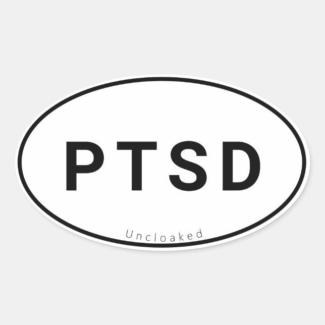 PTSD-stickare Oval Ovalt Klistermärke (Framsida)