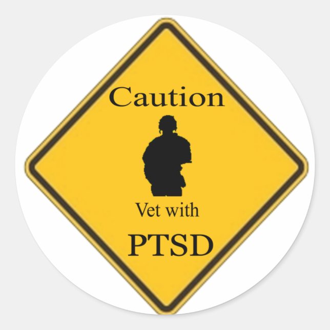 PTSD-stickers Runt Klistermärke (Framsida)