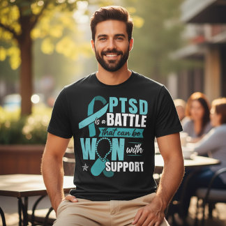 PTSD-stöd Teal Ribbon Dog Tags T Shirt