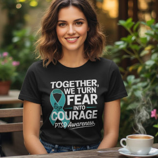 PTSD-stödtrupp Teal Band Fjäril T Shirt