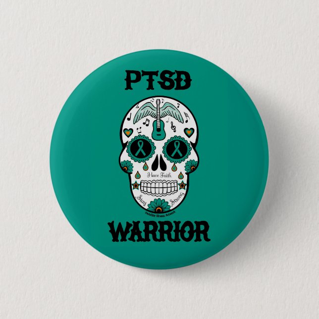 PTSD WARRIOR-sockerskalle Knapp (Framsida)