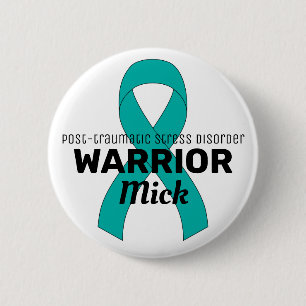 PTSD Warrior White Button Knapp