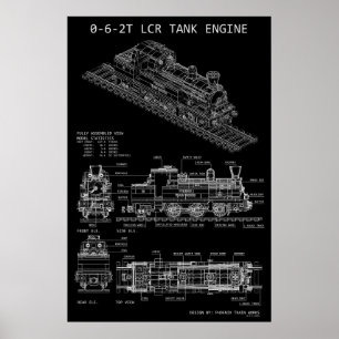 PTW 0-6-2T Tanklok "Blåkopia" Poster