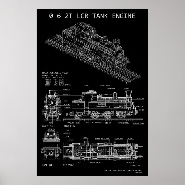 PTW 0-6-2T Tanklok "Blåkopia" Poster (Framsidan)